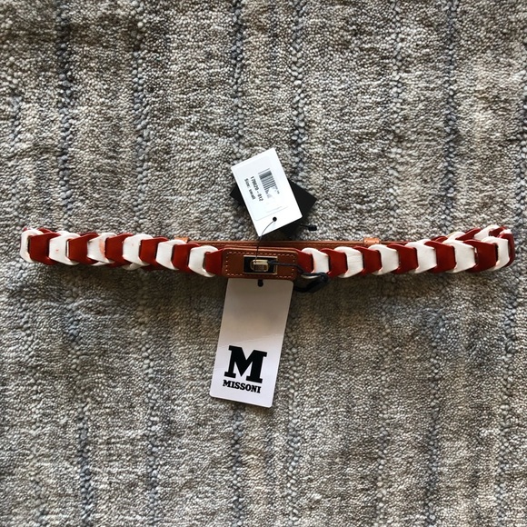 NWT Missoni Red White Loop Leather Belt - Picture 2 of 7